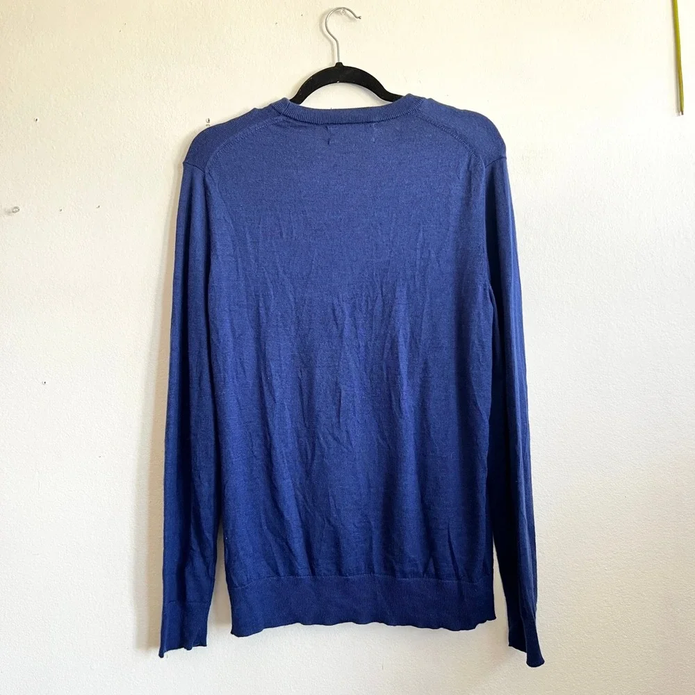 Banana Republic Mens Medium Sweater Blue Italian‎ Merino Yarn by Baruffa Wool